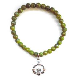 J.C. Walsh and Sons Ltd Irish Connemara Marble: Sterling Silver Claddagh Charm Bracelet