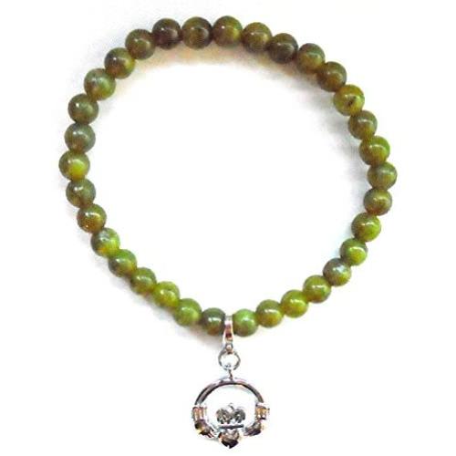 J.C. Walsh and Sons Ltd Irish Connemara Marble: Sterling Silver Claddagh Charm Bracelet