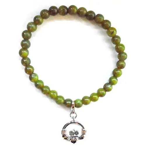 J.C. Walsh and Sons Ltd Irish Connemara Marble: Sterling Silver Claddagh Charm Bracelet