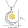 Gold Yellow Sunflower Moon Necklace, THRISHULA Sterling Silver Hollow-Cut Crescent Moon Small Yellow Sunflower Pendant Necklace for Women Girls Birthday Jewelry Gift 18+2 (Gift Box Included)