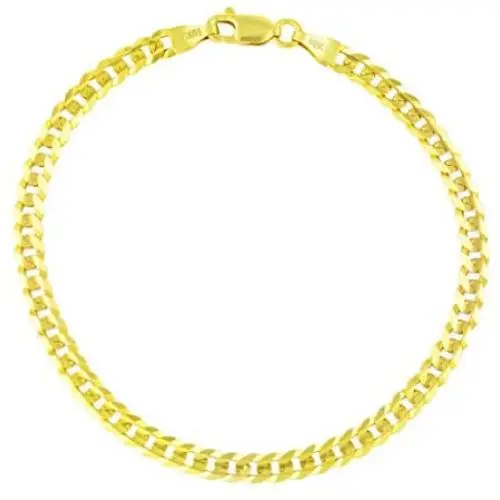 Nuragold 10k Yellow Gold 4mm Solid Cuban Curb Link Chain Bracelet or Anklet, Womens Mens Lobster Lock 7'' 7.5'' 8'' 8.5'' 9''