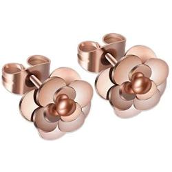 SMBH Rose Flower Necklace Earrings Set for Women Girls Rose Gold Jewelry Set
