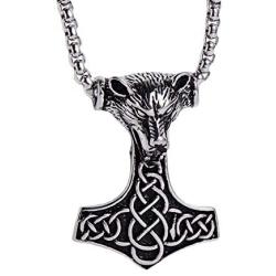 ULATREE Viking Jewelry Men Thor Hammer Pendant Necklace Viking Gifts for Men Stainless Steel Necklace for Men