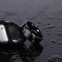 TRUMIUM 8mm Black Etched Deer Head Tungsten Carbide Wedding Band Mens Hunting Ring Size 6-15