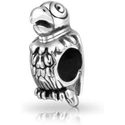 Polly Tropical Bird Parrot Charm Bead For Women Teen Oxidized .925 Sterling Silver Fits European Charm Bracelet