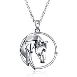 ONEFINITY Horse Necklace Sterling Silver Origami Horse Pendant Necklace Valentines Day Gifts for Women Wife Girlfriend