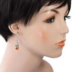 Sterling Silver and Baltic Honey Amber Dangling Earrings''Roses''