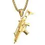 Heavstjer Punk Stainless Steel Submachine Gun Pendant Necklace,22inches Link Chain