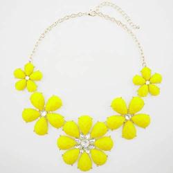 Firstmeet Shiny Flower Statement Collar Necklace with Earrings