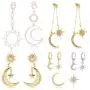 YOUJINYU Moon Star Earrings For Teen Girls Sun And Moon Earrings For Women 6 Pairs