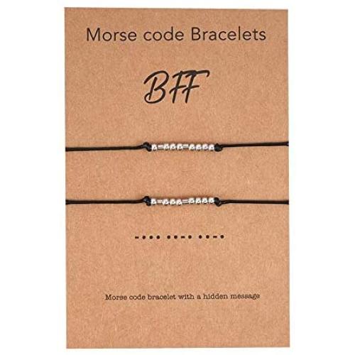 Morse Code Bracelets Jewelry Friendship Bracelets Couple Family Bracelet Valentine Day Gift 2Pcs Set