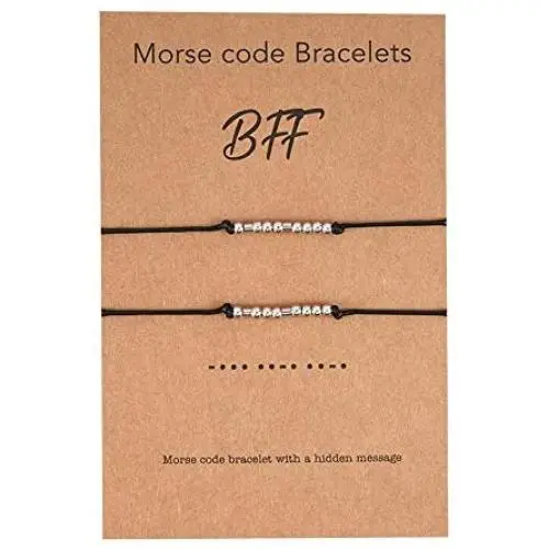 Morse Code Bracelets Jewelry Friendship Bracelets Couple Family Bracelet Valentine Day Gift 2Pcs Set