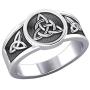 US Jewels Mens 0.925 Sterling Silver Irish Celtic Trinity & Triquetra Knots Ring Band