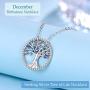 Sterling Silver Tree of Life Necklace for Her Birthday Gifts March Birthstone Aquamarine Jewelry Blue Sapphire Simulated Diamond Pink Tourmaline Citrine Garnet Necklace