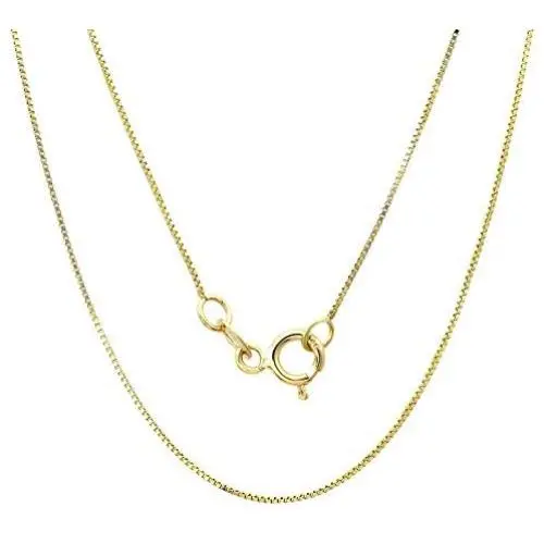 CLAUDIA BY DESIGN 14K Solid Yellow Gold Box Chain Necklace, 0.5 MM 14K Italian Gold Chain for Men and Women, 14k Gold Chain, 14k Solid Gold Diamond Cut Box Chain Necklace, Fancy Gift Box Included