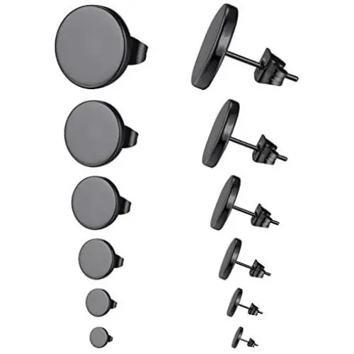 GoldChic Jewelry 3-12Pairs Stainless Steel Mens Classic Design Bar/Hexagon/Geometric/Round Stud Earrings Set Punk Ear Piercing Studs Hypoallergenic (2-12mm) Black/Silver/Gold Color GoldChic Jewelry 3-12Pairs Stainless Steel Mens Classic Design Bar/Hexagon/Geometric/Round Stud Earrings Set Punk Ear Piercing Studs Hypoallergenic (2-12mm) Black/Silver/Gold Color