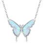 Butterfly Necklace, Opal Butterfly Necklace for Women Sterling Silver Dainty Cute Butterfly Charm Jewelry Delicate Pendant Necklace Birthday Christmas Gift for Her Girlfriend Mom Teen