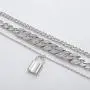 2Pcs Chunky Cuban Chain Lock Pendant Collar Necklace Bracelet Set, Full Crystal Inlaid Glittering Braided Link Tiered Choker Punk Hip Hop Streetwear Cool Jewelry Gift for Women Party Pub