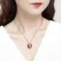 I Love You Jewelry with Ruby Red/Sapphire Blue Heart Birthstone Crystal, Rose Gold/Silver Tone Plating Pendant Valentines Day Necklaces for Women Wife Girls Girlfriend Gifts, 18+2