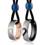 Aienid Couples Necklace for Him and Her Mens Necklace Gold Women Stainless Steel Ring Pendant Heart Wedding Set