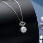 White Pearl Pendant Necklace Freshwater Cultured Pearl Dainty Queens Crown Necklace with Sterling Silver Chain Gifts for Women Girls Wife