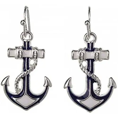 DianaL Boutique Beautiful Silvertone Nautical Anchor Earrings Enameled Gift Boxed Fashion Jewelry DianaL Boutique Beautiful Silvertone Nautical Anchor Earrings Enameled Gift Boxed Fashion Jewelry
