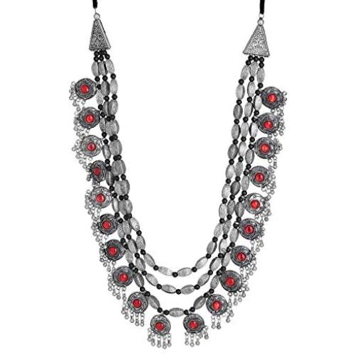 Crunchy Fashion Bollywood Traditional Indian/Bohemian Style Afgani Oxidised Silver Statement Necklace for Women