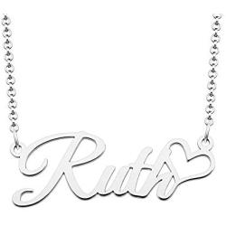 DemiJewelry Name Necklace Personalized Sterling Silver Heart Necklaces for Women Girls
