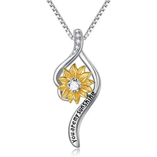 925 Sterling Silver Sunflower Necklace You Are My Sunshine Daisy Flower Pendant Jewelry for Women 925 Sterling Silver Sunflower Necklace You Are My Sunshine Daisy Flower Pendant Jewelry for Women