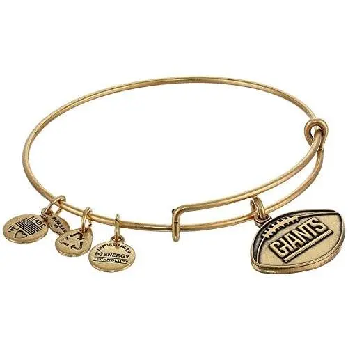 Alex and Ani ''NFL'' New York Giants Football Expandable Wire Rafaelian Gold-Tone Bangle Bracelet, 7.5''