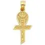 Wellingsale 14K Yellow Gold Polished Milgrain Religious Baptism''Mi Bautizo'' Charm Pendant with Cross