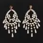 Big Size Long White Teardrop Bead Simulated Pearl Dangle Earrings for Women Gold Color Metal Statement Drop Earrings