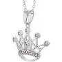 In Season Jewelry Rhodium Plated Princess Crown Necklace Pendant Pink CZ Girls Childrens 16'' In Season Jewelry Rhodium Plated Princess Crown Necklace Pendant Pink CZ Girls Childrens 16''