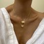 Obidos 14K Gold Plated Star Necklace | Gold Necklaces for Women | Square Pendant Necklace