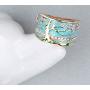 N-A Lucky Flower Tree Rings Gold Pink Opal Green Enamel Wide Ring for Woman Party Crystal Vintage Jewelry