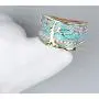 N-A Lucky Flower Tree Rings Gold Pink Opal Green Enamel Wide Ring for Woman Party Crystal Vintage Jewelry