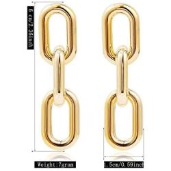 DAMLENG Fashion Unique Lightweight Long Resin Acrylic Gold Silver Chain Link Dangle Drop Earrings for Women Girls Statement Geometric Jewelry Gifts