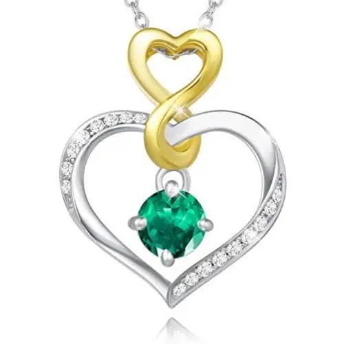 Agvana Birthstone Necklaces for Women Sterling Silver Genuine or Created Gemstone Two-Tone Infinity Love Heart Pendant Necklace Mothers Day Gifts for Mom Anniversary Birthday Gifts for Girls Her Agvana Birthstone Necklaces for Women Sterling Silver Genuine or Created Gemstone Two-Tone Infinity Love Heart Pendant Necklace Mothers Day Gifts for Mom Anniversary Birthday Gifts for Girls Her