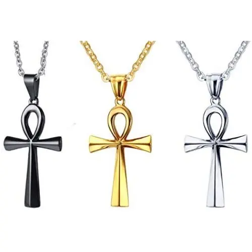 VNOX Stainless Steel Egyptian Key of Life Ankh Cross Pendant Necklace for Men Women,3 Color,Free Chain 20'' VNOX Stainless Steel Egyptian Key of Life Ankh Cross Pendant Necklace for Men Women,3 Color,Free Chain 20''
