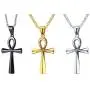 VNOX Stainless Steel Egyptian Key of Life Ankh Cross Pendant Necklace for Men Women,3 Color,Free Chain 20'' VNOX Stainless Steel Egyptian Key of Life Ankh Cross Pendant Necklace for Men Women,3 Color,Free Chain 20''