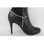 TFJ Women Western Jewelry Boot Bracelet Metal Chain Rhinestones String Shoe Charm Silver Color