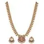 Tarinika Gita Gold-Plated Indian Jewelry Set with Long Necklace and Earrings - White Red Green