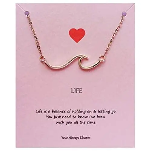Your Always Charm Ocean Wave Necklace Sea Jewelry for Surfer Beach Lover (rose gold) Your Always Charm Ocean Wave Necklace Sea Jewelry for Surfer Beach Lover (rose gold)