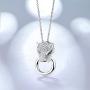 Santuzza Panther White Cubic Zirconia Pendant for Women 925 Sterling Silver Leopard Head Jewelry