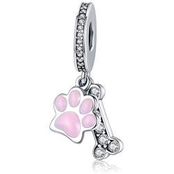 Annmors Dog Paw Print Charm Animal Lucky Charms fits Pandora Charms Bracelets for Woman-925 Sterling Silver Pendant,Jewelry Gifts for Women Bracelet&Necklace