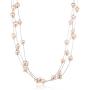 Gem Stone King 3-Row 7-8mm Pink Cultured Freshwater Pearl Necklace Earrings Set 18inches