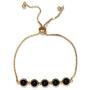 Shop LC Delivering Joy Black Onyx Magic Ball Bolo Tennis Bracelet Jewelry Gifts for Women ION Plated Real 18K Yellow Gold Fashion Adjustable Size 7.50''