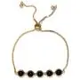 Shop LC Delivering Joy Black Onyx Magic Ball Bolo Tennis Bracelet Jewelry Gifts for Women ION Plated Real 18K Yellow Gold Fashion Adjustable Size 7.50''