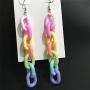 DAMLENG Funny Lightweight Resin Rainbow Chain Dangle Drop Earrings Fashion Unique Acrylic Cool Weird Transparent Color Earrings for Women Girls