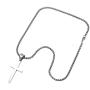 Double Rainbow Jewelry 16''-36'' Mens Stainless Steel Unisex Silver Plain Cross Pendant 3.5MM Rolo Pearl Box Chain Necklace Link